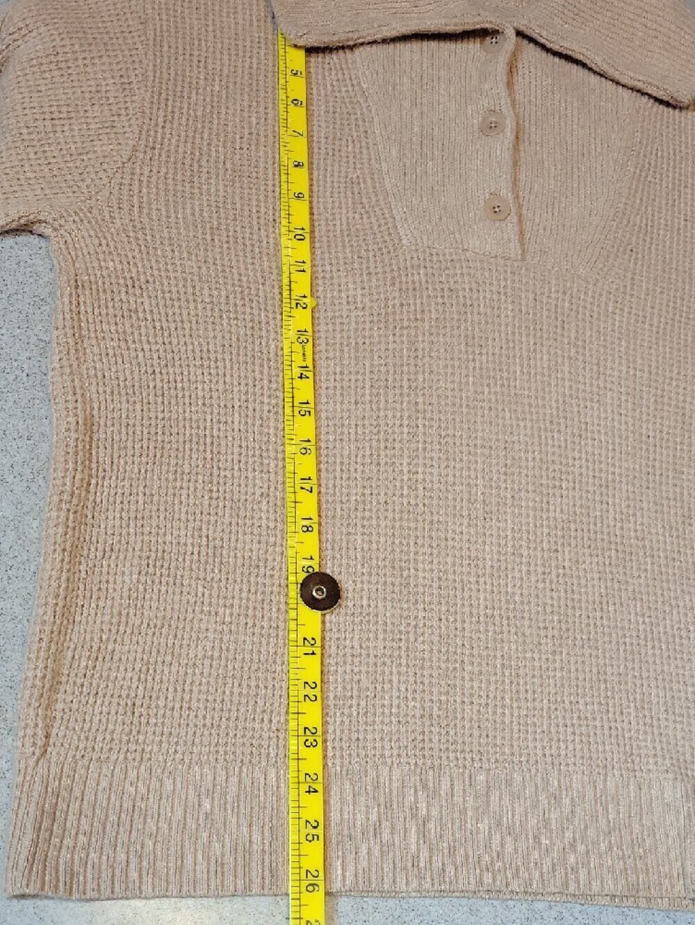 Aerie Oversized Waffle Knit Collared Sweater Beige Cozy Lounge Size Small NEW - Picture 11 of 11